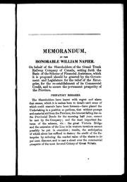 Front cover of Memorandum on behalf of the shareholders of the Grand Trunk Railway Company of Canada by William Napier