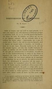 Front cover of Herinneringen uit Britisch-Indie by Hendrik Kern