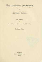 Front cover of Der Almanach perpetuum des Abraham Zacuto by Berthold Cohn
