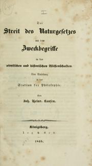 Front cover of Der Streit des Naturgesetzes mit dem Zweckbegriffe in den physischen und historischen Wissenschaften by Johann Heinrich Koosen