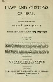 Front cover of Laws and customs of Israel by Friedlander, Gerald