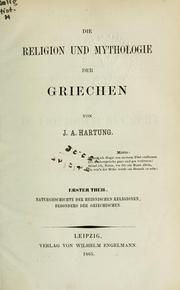 Cover of Die Religion und Mythologie der Griechen by Johann Adam Hartung