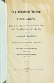 Front cover of Das ablautende Verbum bei Hans Sachs by Daniel Bussier Shumway