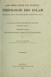 Cover of Die spekulative und positive Theologie des Islam by M. Horten
