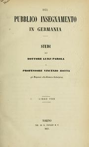Front cover of Del pubblico insegnamento in Germania by Luigi Parola