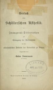 Front cover of Versuch einer Schillerschen Ästhetik by Gustav Zimmermann
