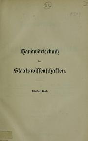 Front cover of Handwörterbuch der Staatswissenschaften by Johann Conrad