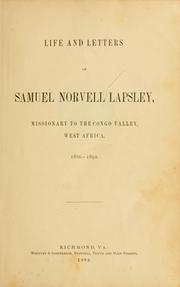 Front cover of Life and letters of Samuel Norvell Lapsley by Samuel Norvell Lapsley
