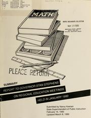 Front cover of Report to Governor Stan Stephens on Regional Education Meetings held in January 1990 by Nancy Keenan