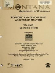 Cover of Economic and demographic analysis of Montana by Montana State University--Billings