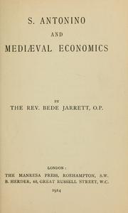 Front cover of S. Antonino and mediaeval economics by Bede Jarrett