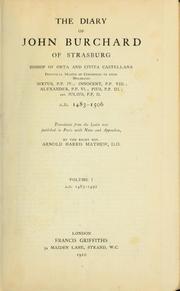 Cover of The diary of John Burchard of Strasburg, Bishop of Orta and Civita Castellana by Johann Burchard