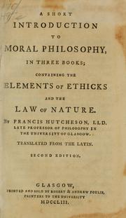 Cover of A Short Introduction to Moral Philosophy (Scottish Enlightenment Ser.) by Francis Hutcheson