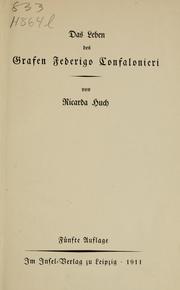 Cover of Das Leben des Grafen Federigo Confalonieri by Ricarda Huch