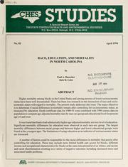 Front cover of Race, education, and mortality in North Carolina by Paul A. Buescher
