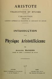Front cover of Introduction à la physique aristotélicienne by Auguste Mansion
