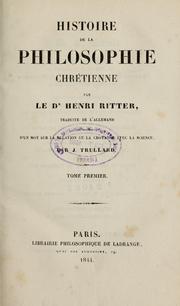 Cover of Histoire de la philosophie chrétienne by Heinrich Ritter