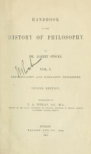 Cover of Handbook of the history of philosophy by Albert Stöckl