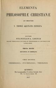 Front cover of Elementa philosophiae christianae ad mentem s. Thomae Aquinatis exposita by Stanislas-Alfred Lortie