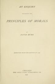 Front cover of An enquiry concerning the principles of morals by David Hume