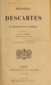Front cover of Pensées de Descartes sur la religion et la morale by René Descartes