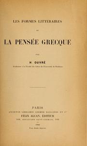 Front cover of Les formes littéraires de la pensée grecque by Henri Ouvré