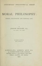 Front cover of Moral philosophy: ethics, deontology and natural law by Joseph Rickaby