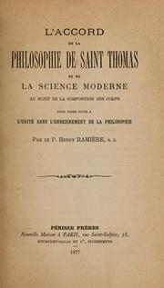 Front cover of L'accord de la philosophie de saint Thomas et de la science moderne au sujet de la composition des corps pour faire suite à L'unité dans l'enseignement de la philosophie by Henri Ramière