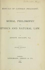 Front cover of Moral philosophy, or, Ethics and natural law by Joseph Rickaby