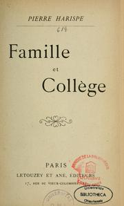 Front cover of Famille et collège by Pierre Harispe