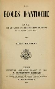 Front cover of Les écoles d'Antioche by Albert Harrent