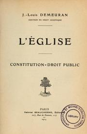 Front cover of L'Église : constitution droit public by Joseph Louis Demeuran