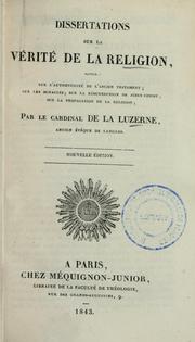 Front cover of Dissertations sur la vérité de la religion, savoir by César-Guillaume de La Luzerne