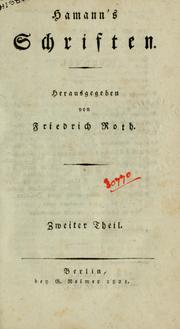 Cover of Hamann's Schriften by Hamann, Johann Georg