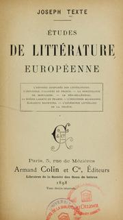 Cover of Études de littérature européenne ... by Joseph Texte