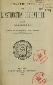 Cover of Conférences sur l'instruction obligatoire by L. P. Paquin