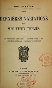 Front cover of Dernières variations sur mes vieux thèmes by Paul Stapfer