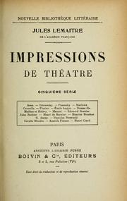Cover of Impressions de théâtre by Jules Lemaître