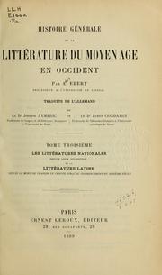 Front cover of Histoire générale de la littérature du moyen age en occident by Adolf Ebert