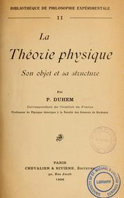 Cover of La théorie physique : son objet et sa structure by Pierre Maurice Marie Duhem