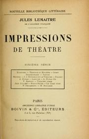Cover of Impressions de théâtre by Jules Lemaître