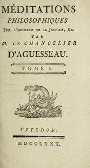 Cover of Méditations philosophiques sur l'origine de la justice, &c by Aguesseau, H. Fr. d'