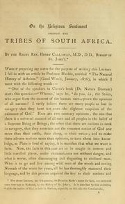 Cover of On the religious sentiment amongst the tribes of South Africa by Henry Callaway
