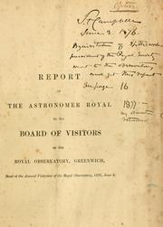 Cover of Report of the Astronomer Royal to the Board of Visitors of the Royal Observatory, Greenwich by Royal Greenwich Observatory.