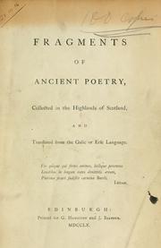 Front cover of Fragments of ancient poetry by James Macpherson