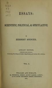 Front cover of Essays by Herbert Spencer