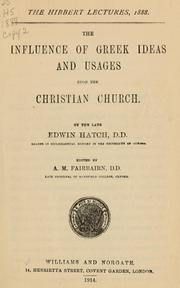 Front cover of The influence of Greek ideas and usages upon the Christian church by Edwin Hatch