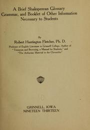 Front cover of A brief Shakesperean glossary by Robert Huntington Fletcher