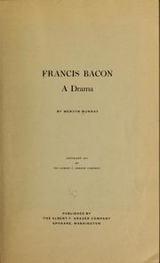 Cover of Francis Bacon by Mervyn Murray