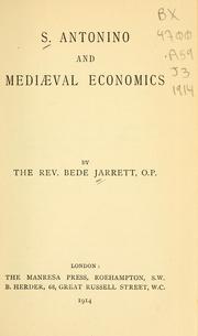 Front cover of S. Antonino and mediæval economics by Bede Jarrett